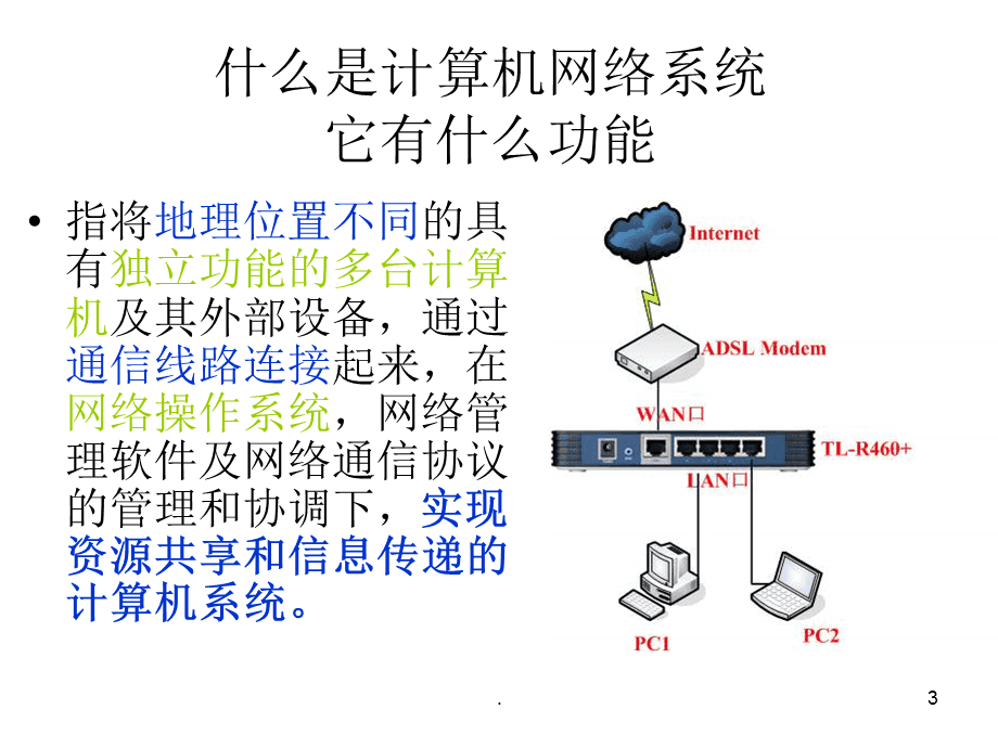 計算機網絡系統的組成、功能、分類及常見網絡設備認識PPT精選文檔